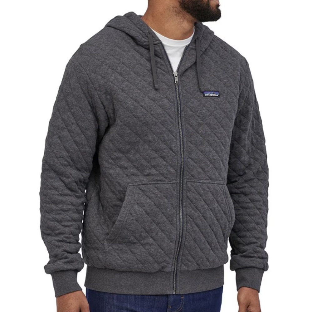 Patagonia Organic Cotton Quilt Full-Zip Hoodie - Men's Medium, in Charcoal